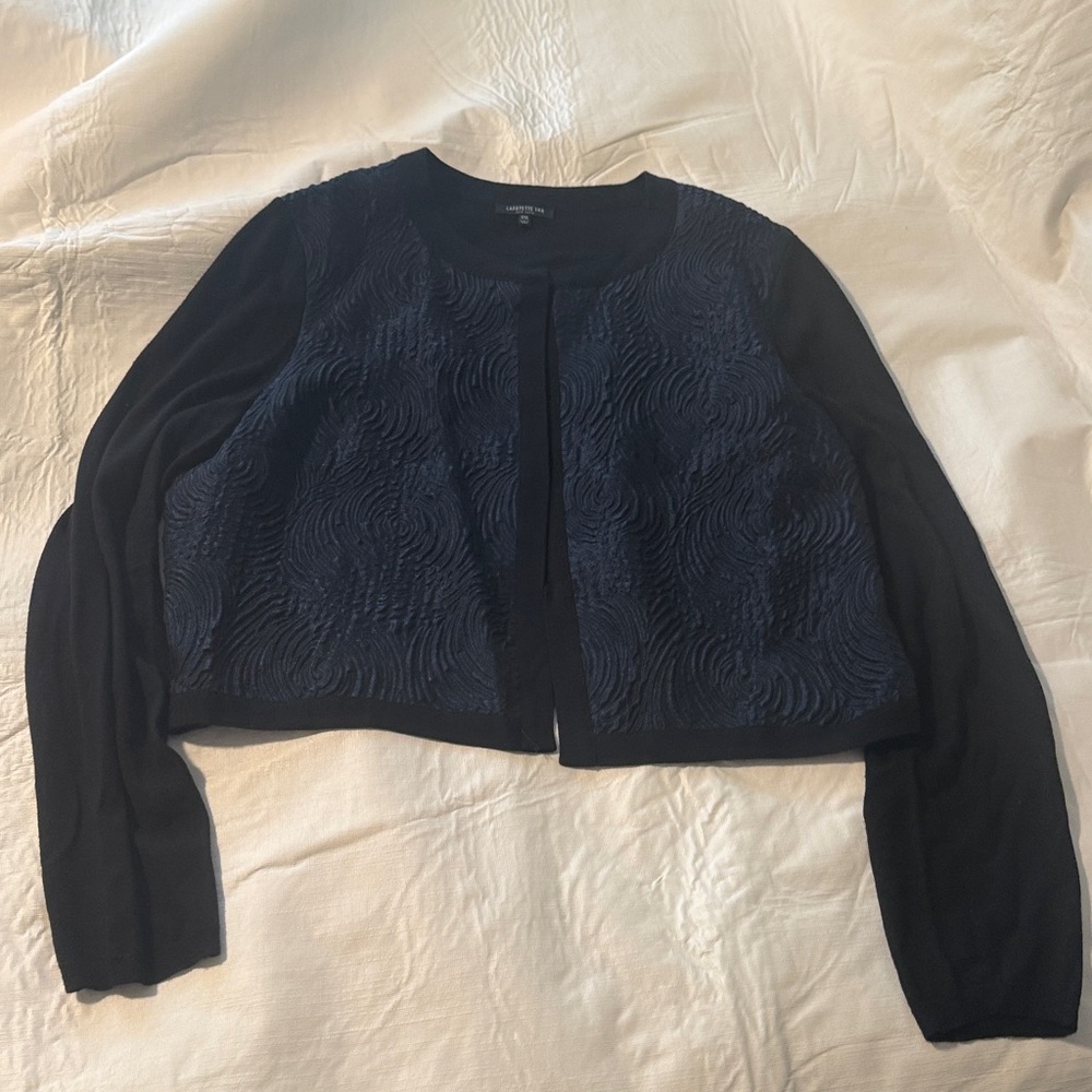 Lafayette 148 New York Black and Navy Swirl Cardigan